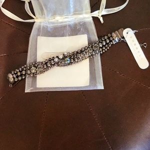 Sorrelli multi strand crystal and corrugated ball chain bracelet